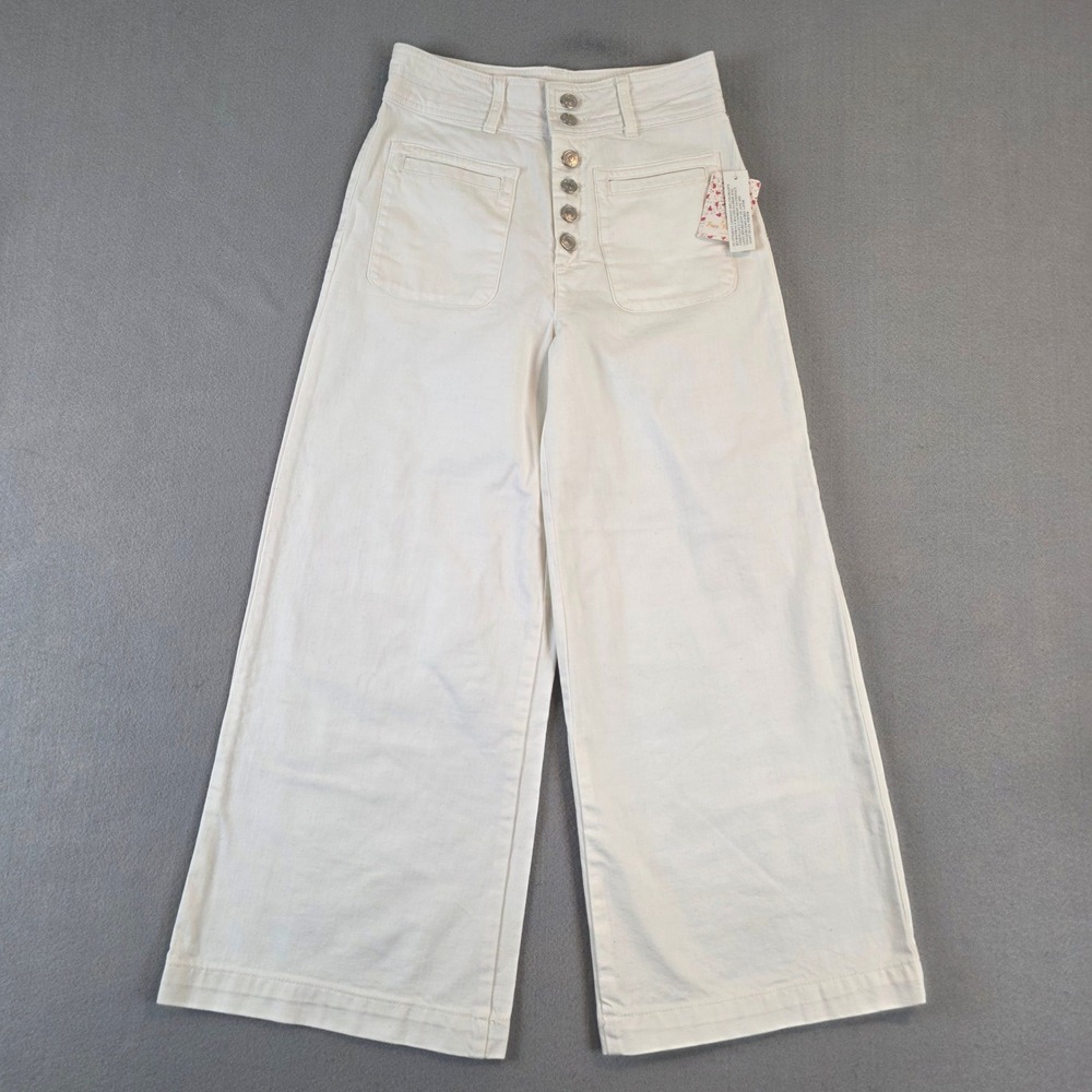 Free People We The Free Old West Slouchy Wide Leg Pants True White 26 NWT